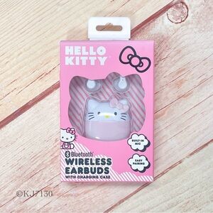 Sanrio Hello Kitty Bluetooth Wireless Earbuds With Charging Case Pink White NIB
